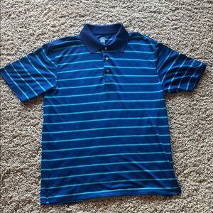 PGA Blue Striped Polo Shirt with Classic Collar